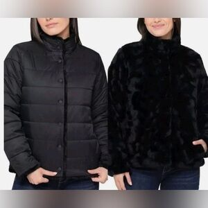 Nicole Miller Women’s Reversible Jacket, Black,